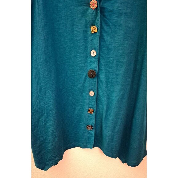 Soft Surroundings Quirky Button A-Line Cotton Sleeveless Tunic Top Size L EUC - Picture 4 of 8